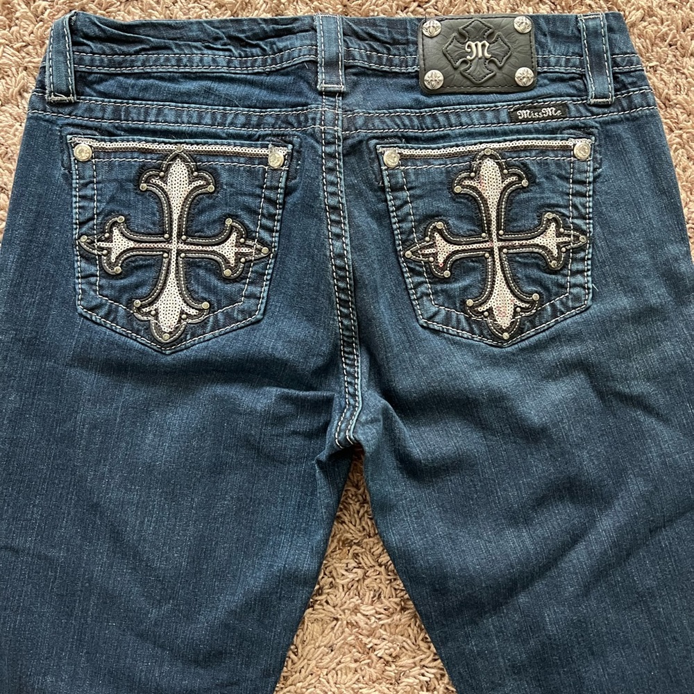 MissMe Mid-Rise Easy Boot Jeans, Size 30